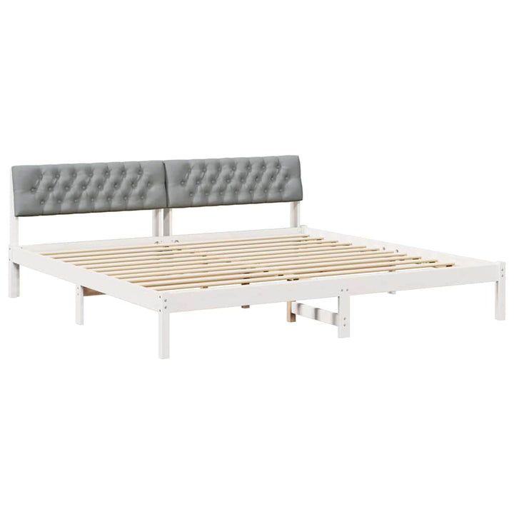 Sengestel Hvid og lys grå 200 x 200 cm Massivt fyrretræ