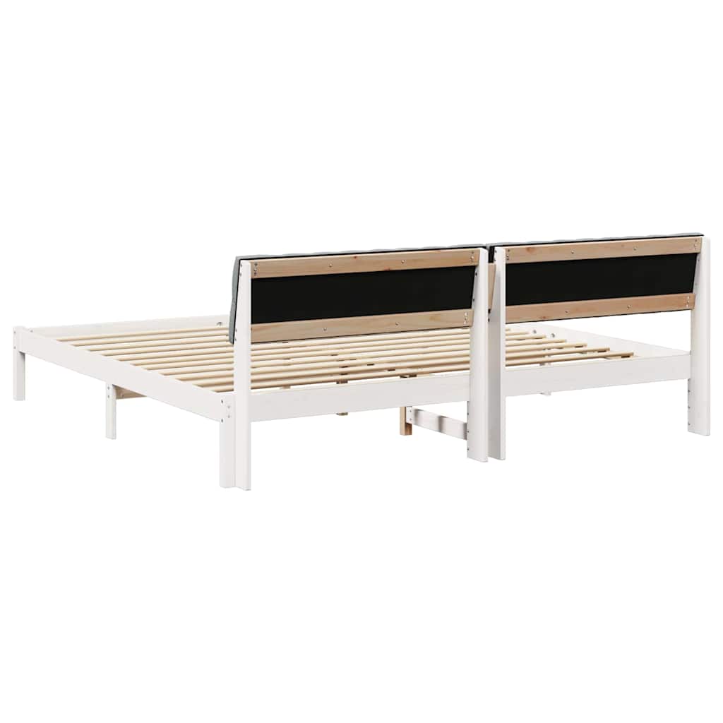 Sengestel Hvid og lys grå 200 x 200 cm Massivt fyrretræ