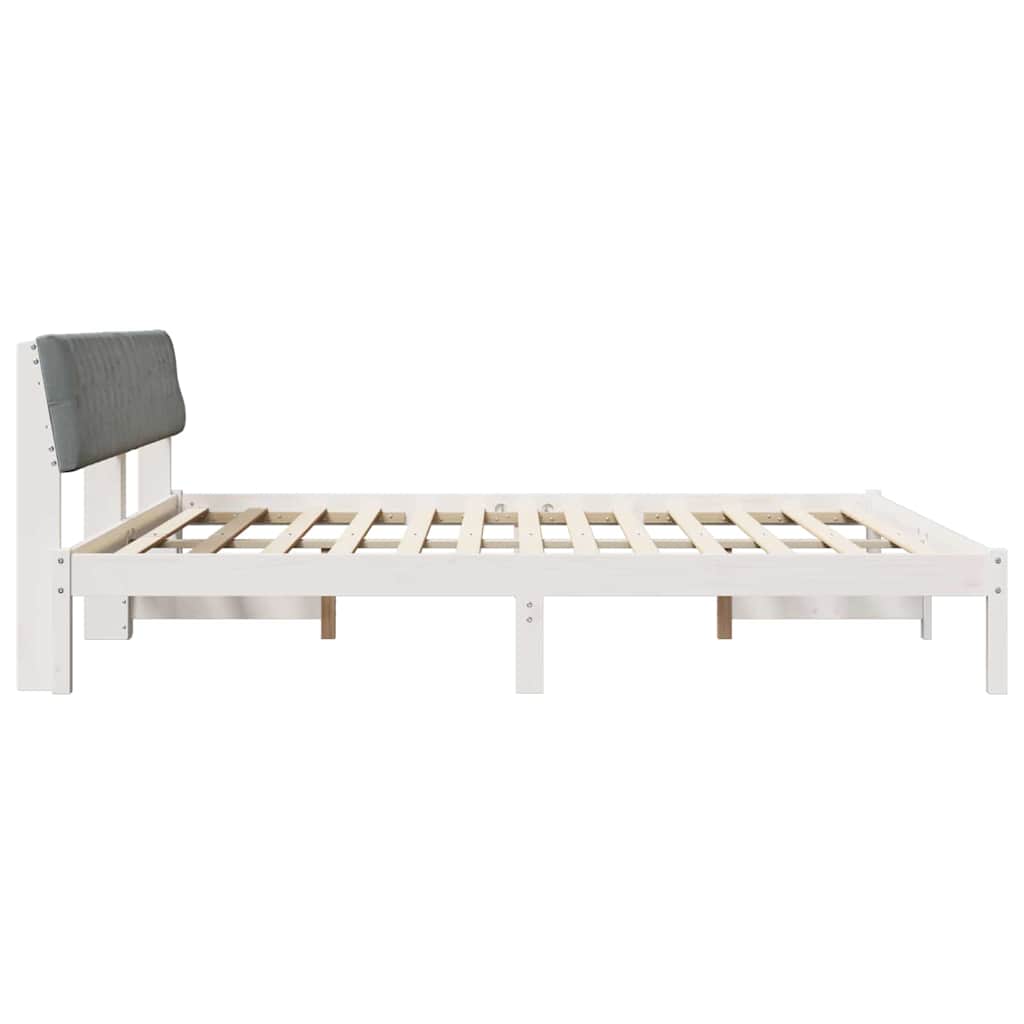 Sengestel Hvid og lys grå 200 x 200 cm Massivt fyrretræ
