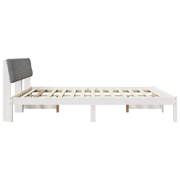Sengestel Hvid og lys grå 200 x 200 cm Massivt fyrretræ