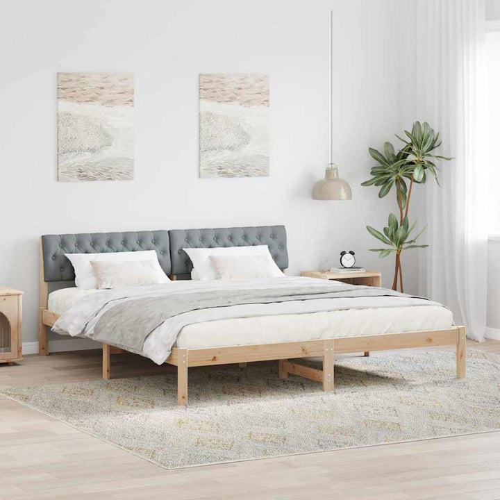 Sengestel Brun og lys grå 180 x 200 cm Massivt fyrretræ
