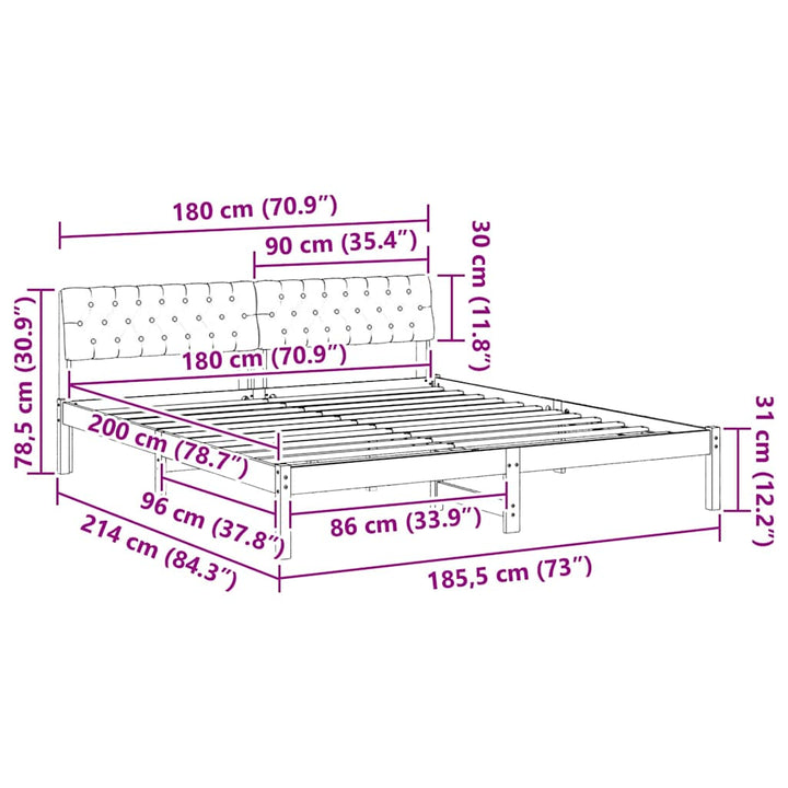 Sengestel brun og mørkegrå 180 x 200 cm Massivt fyrretræ