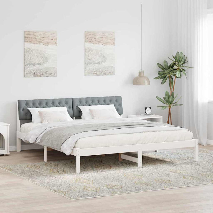 Sengestel Hvid og lys grå 180 x 200 cm Massivt fyrretræ