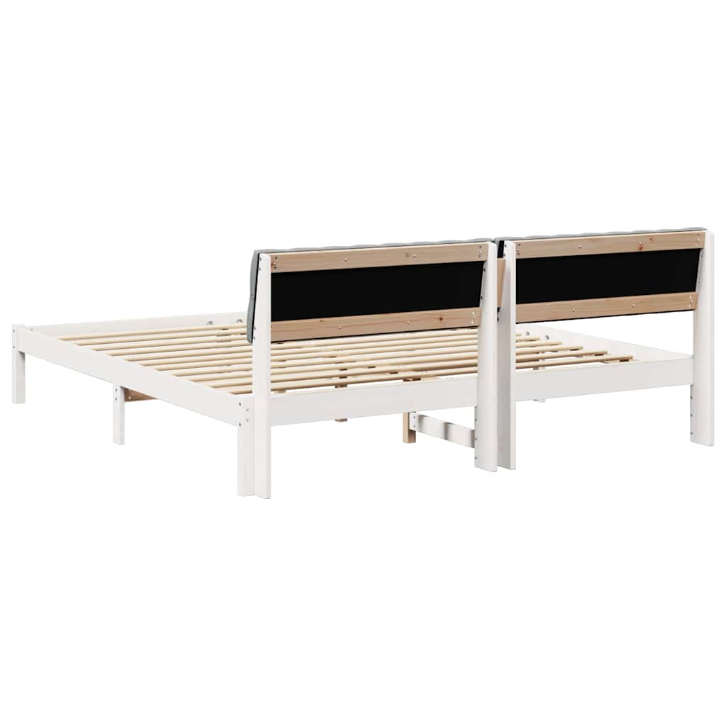 Sengestel Hvid og lys grå 180 x 200 cm Massivt fyrretræ