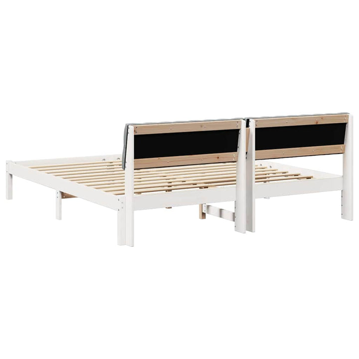 Sengestel Hvid og lys grå 180 x 200 cm Massivt fyrretræ