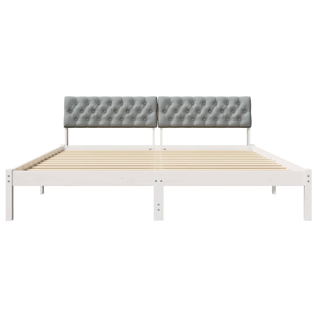 Sengestel Hvid og lys grå 180 x 200 cm Massivt fyrretræ