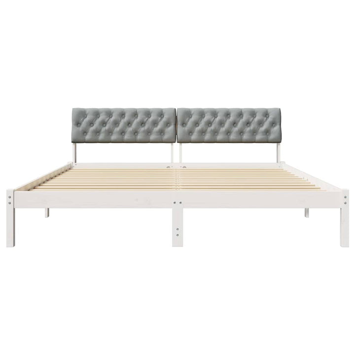 Sengestel Hvid og lys grå 180 x 200 cm Massivt fyrretræ