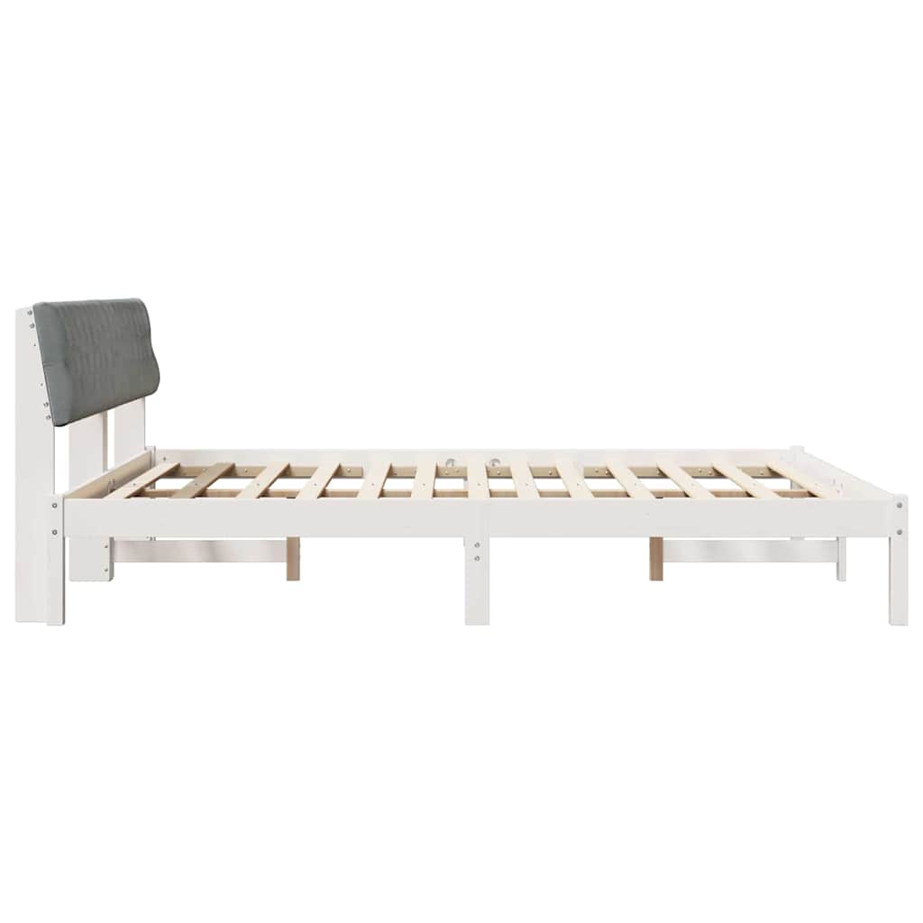 Sengestel Hvid og lys grå 180 x 200 cm Massivt fyrretræ
