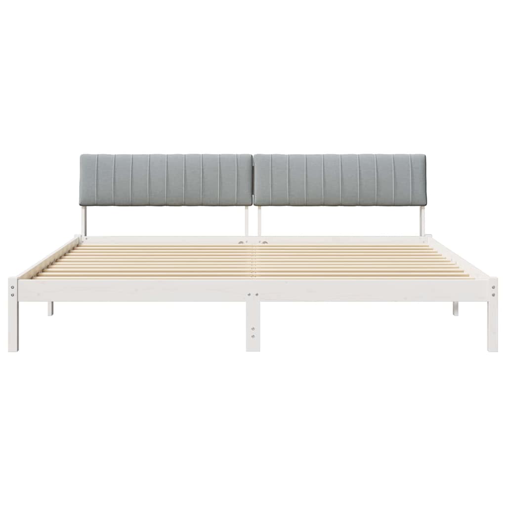 Sengestel Hvid og lys grå 200 x 200 cm Massivt fyrretræ