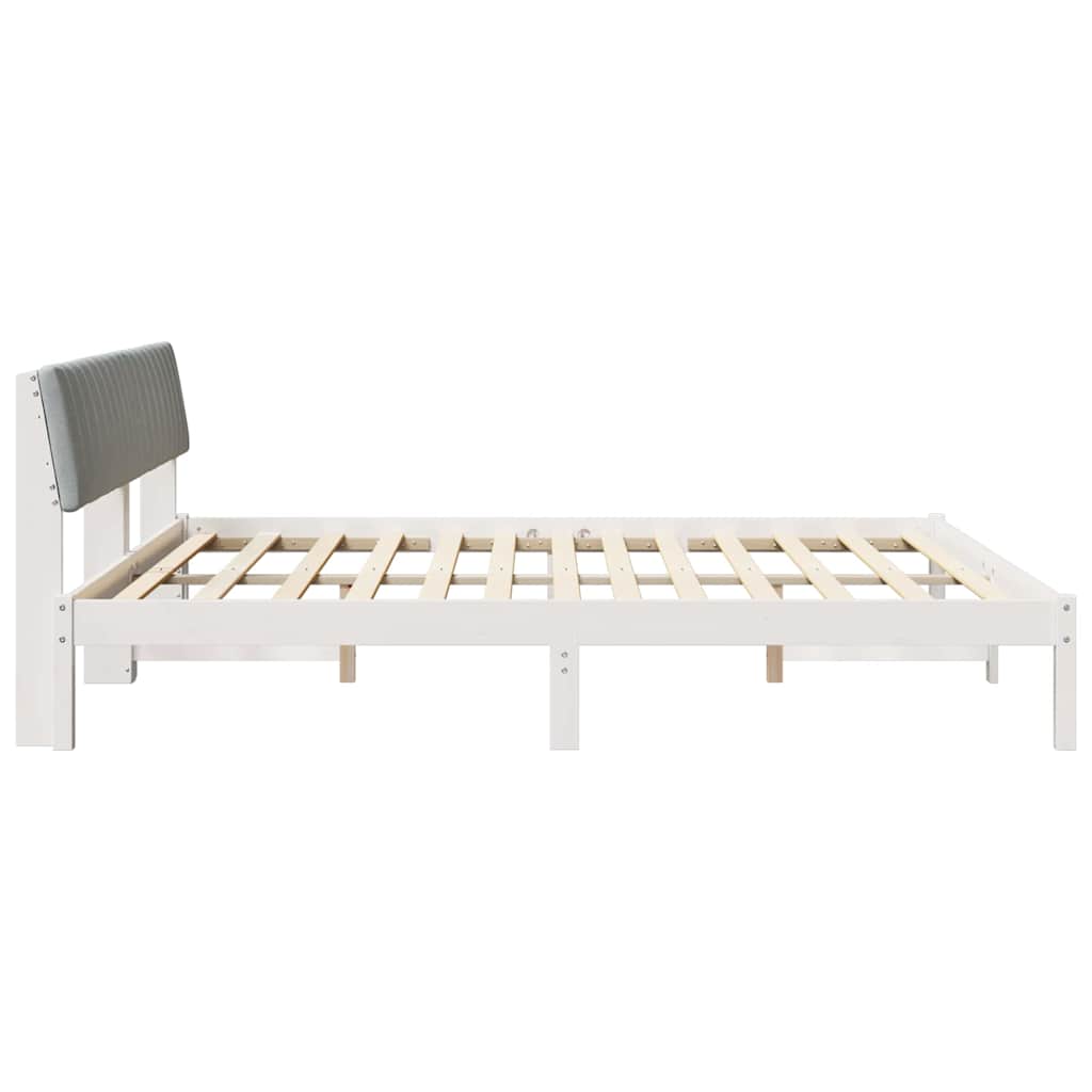 Sengestel Hvid og lys grå 200 x 200 cm Massivt fyrretræ