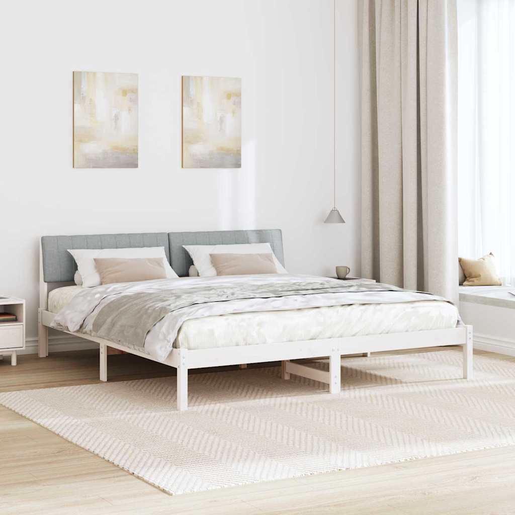 Sengestel Hvid og lys grå 180 x 200 cm Massivt fyrretræ