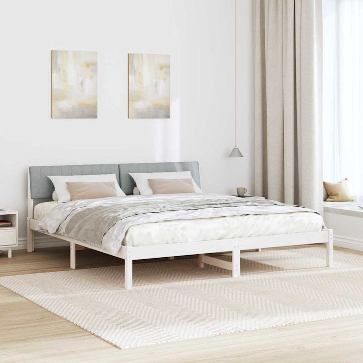 Sengestel Hvid og lys grå 180 x 200 cm Massivt fyrretræ
