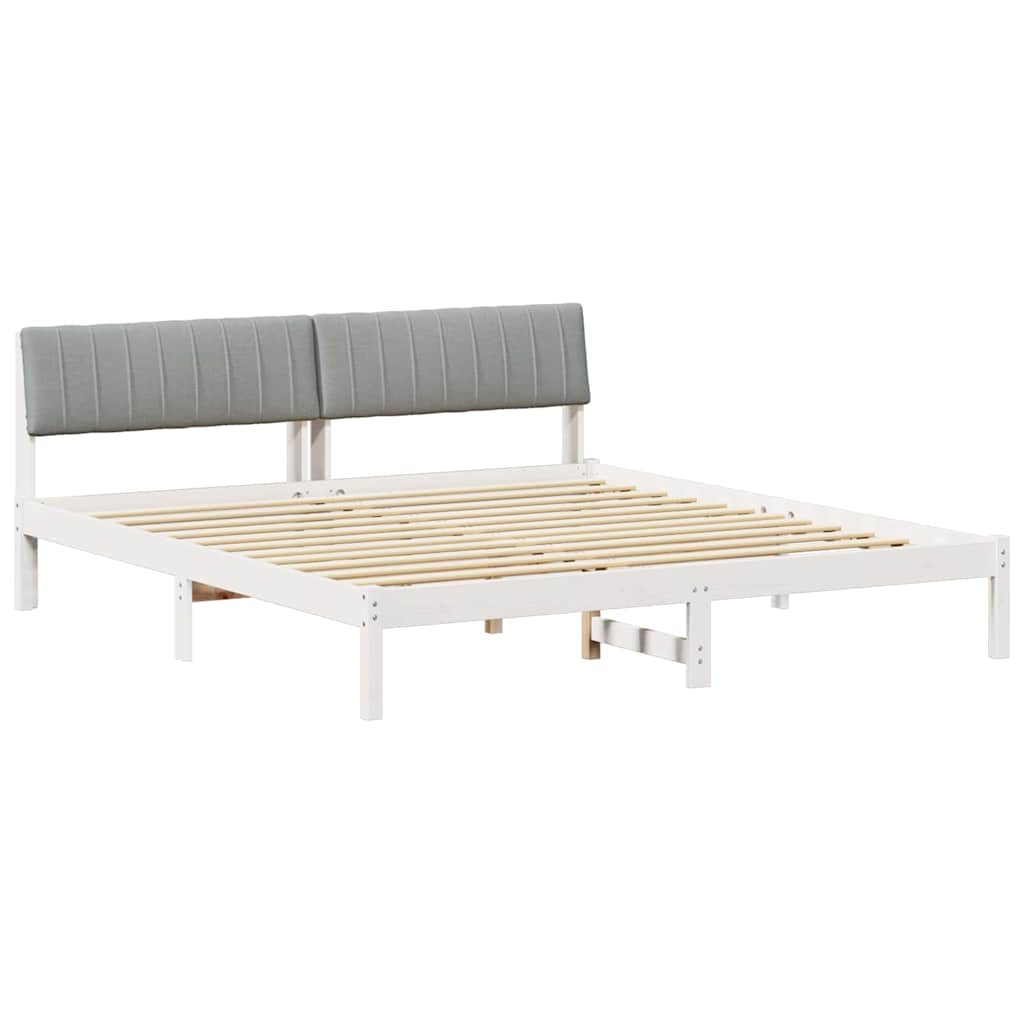 Sengestel Hvid og lys grå 180 x 200 cm Massivt fyrretræ