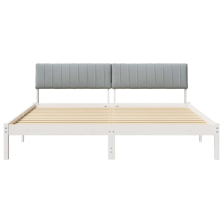 Sengestel Hvid og lys grå 180 x 200 cm Massivt fyrretræ