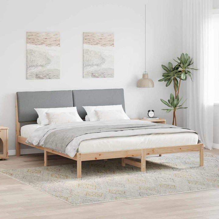 Sengestel Brun og lys grå 200 x 200 cm Massivt fyrretræ
