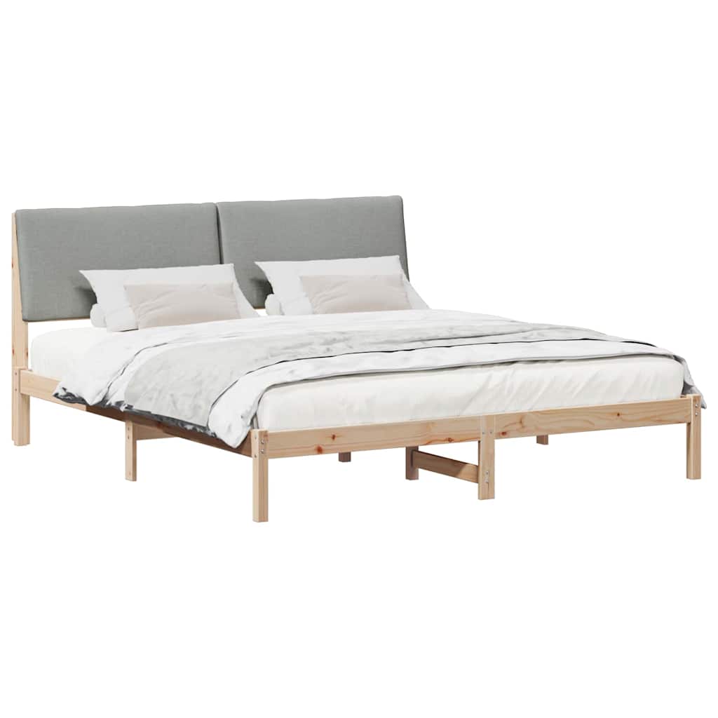 Sengestel Brun og lys grå 200 x 200 cm Massivt fyrretræ