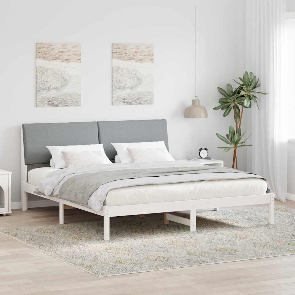Sengestel Hvid og lys grå 180 x 200 cm Massivt fyrretræ