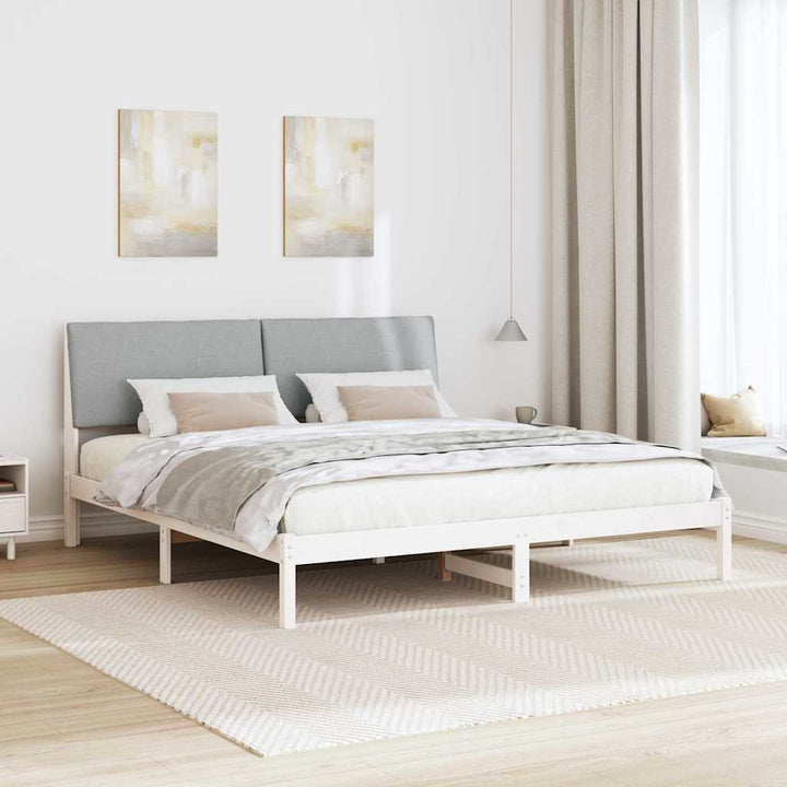 Sengestel Hvid og lys grå 180 x 200 cm Massivt fyrretræ