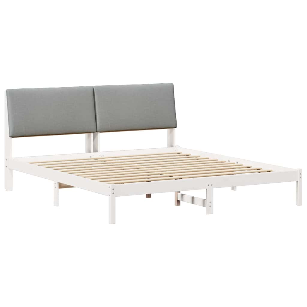 Sengestel Hvid og lys grå 180 x 200 cm Massivt fyrretræ