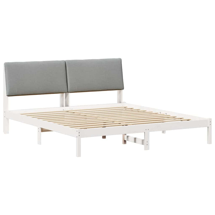 Sengestel Hvid og lys grå 180 x 200 cm Massivt fyrretræ