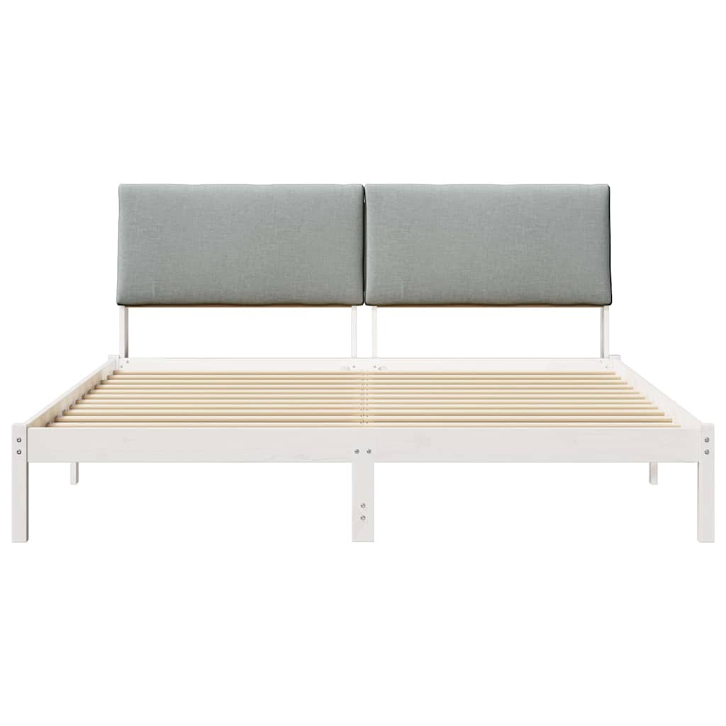 Sengestel Hvid og lys grå 180 x 200 cm Massivt fyrretræ