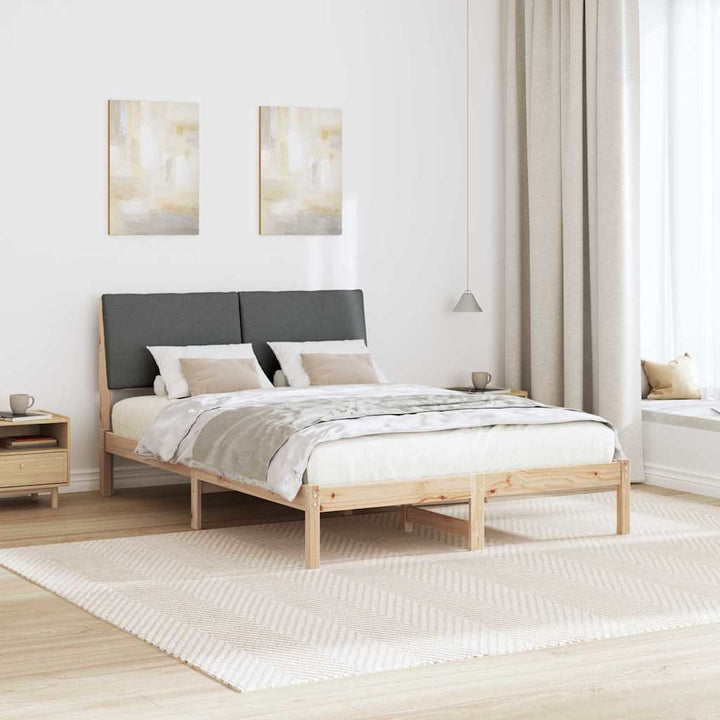 Sengestel brun og mørkegrå 160 x 200 cm Massivt fyrretræ