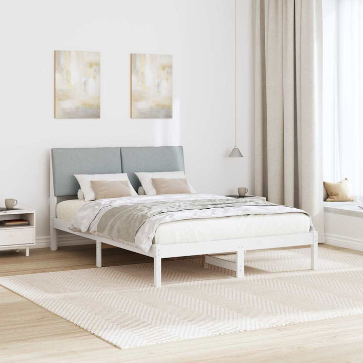 Sengestel Hvid og lys grå 160 x 200 cm Massivt fyrretræ