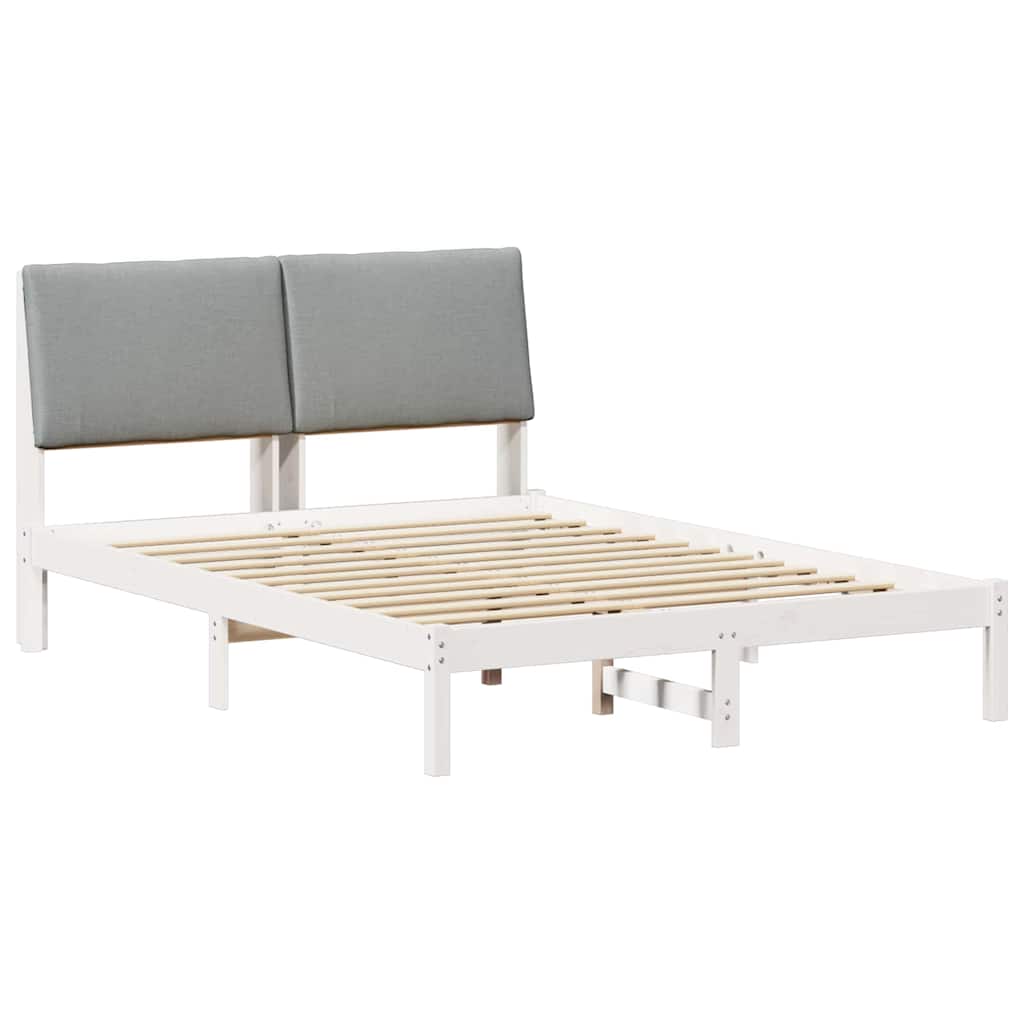Sengestel Hvid og lys grå 160 x 200 cm Massivt fyrretræ