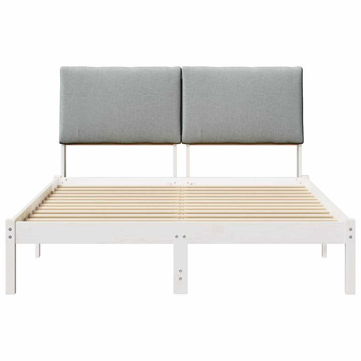 Sengestel Hvid og lys grå 160 x 200 cm Massivt fyrretræ
