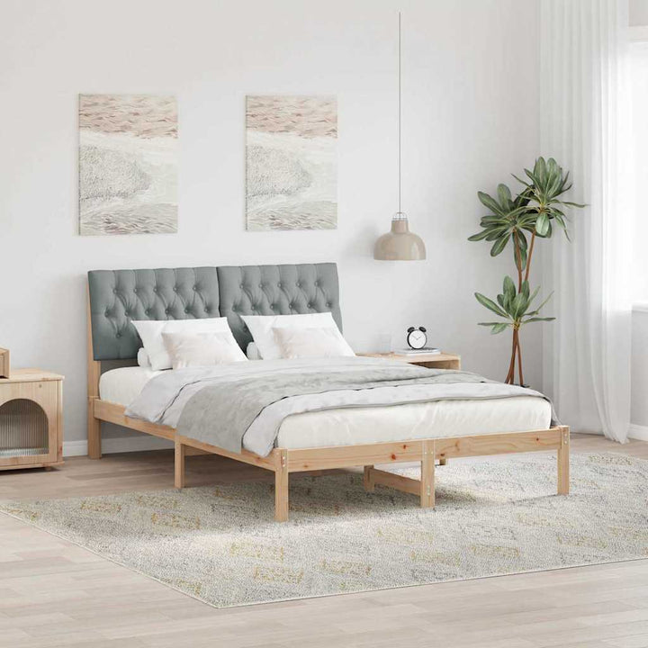 Sengestel med Polstret Hovedgavl Brun 150 x 200 cm
