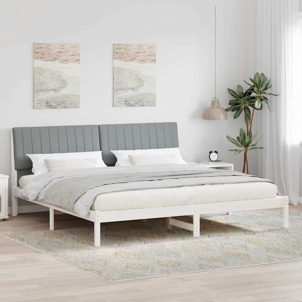 Sengestel med hovedgærde Hvid 200 x 200 cm Massiv fyrretræ