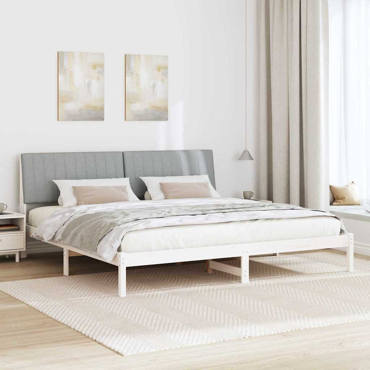 Sengestel med hovedgærde Hvid 200 x 200 cm Massiv fyrretræ