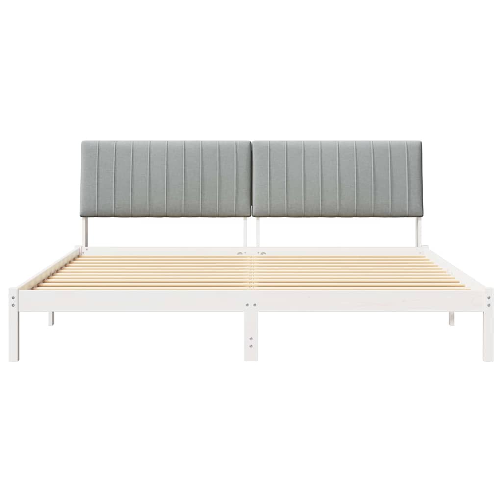Sengestel med hovedgærde Hvid 200 x 200 cm Massiv fyrretræ