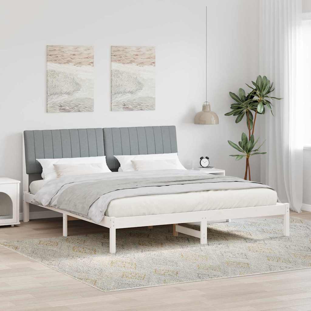 Sengestel med hovedgærde Lysegrå 180 x 200 cm Massiv fyrretræ