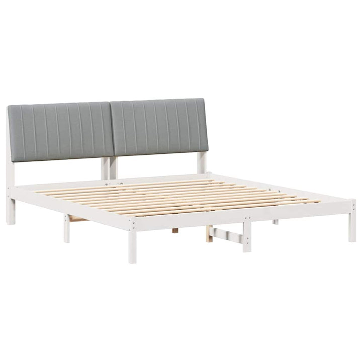 Sengestel med hovedgærde Lysegrå 180 x 200 cm Massiv fyrretræ