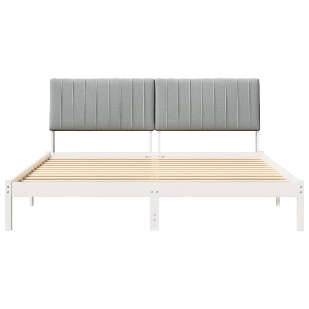 Sengestel med hovedgærde Lysegrå 180 x 200 cm Massiv fyrretræ