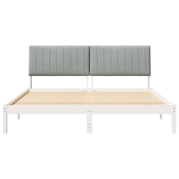 Sengestel med hovedgærde Lysegrå 180 x 200 cm Massiv fyrretræ