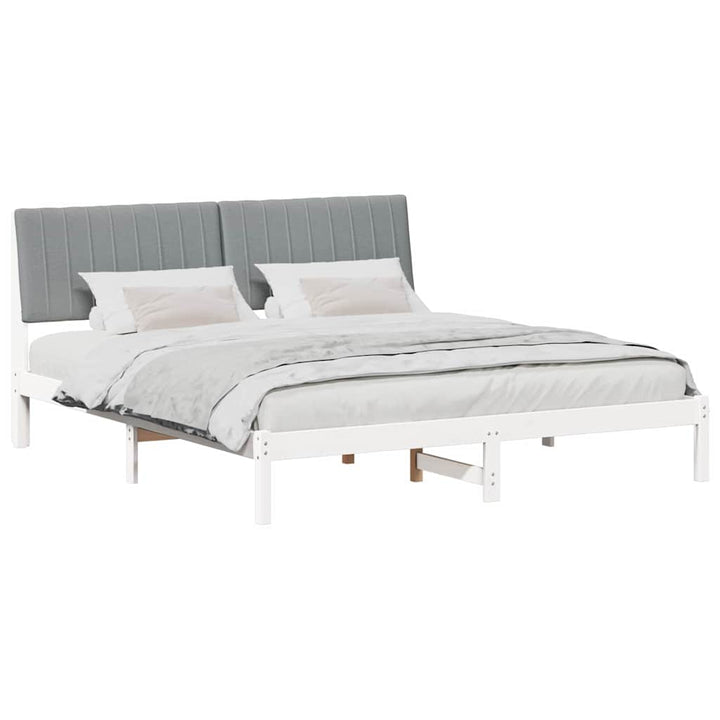 Sengestel med hovedgærde Lysegrå 180 x 200 cm Massiv fyrretræ