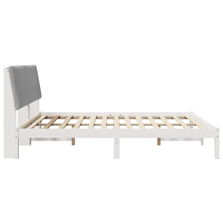 Sengestel med hovedgærde Lysegrå 180 x 200 cm Massiv fyrretræ