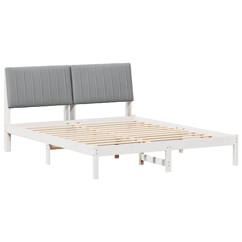 Sengestel med hovedgærde Hvid 160 x 200 cm Massiv fyrretræ