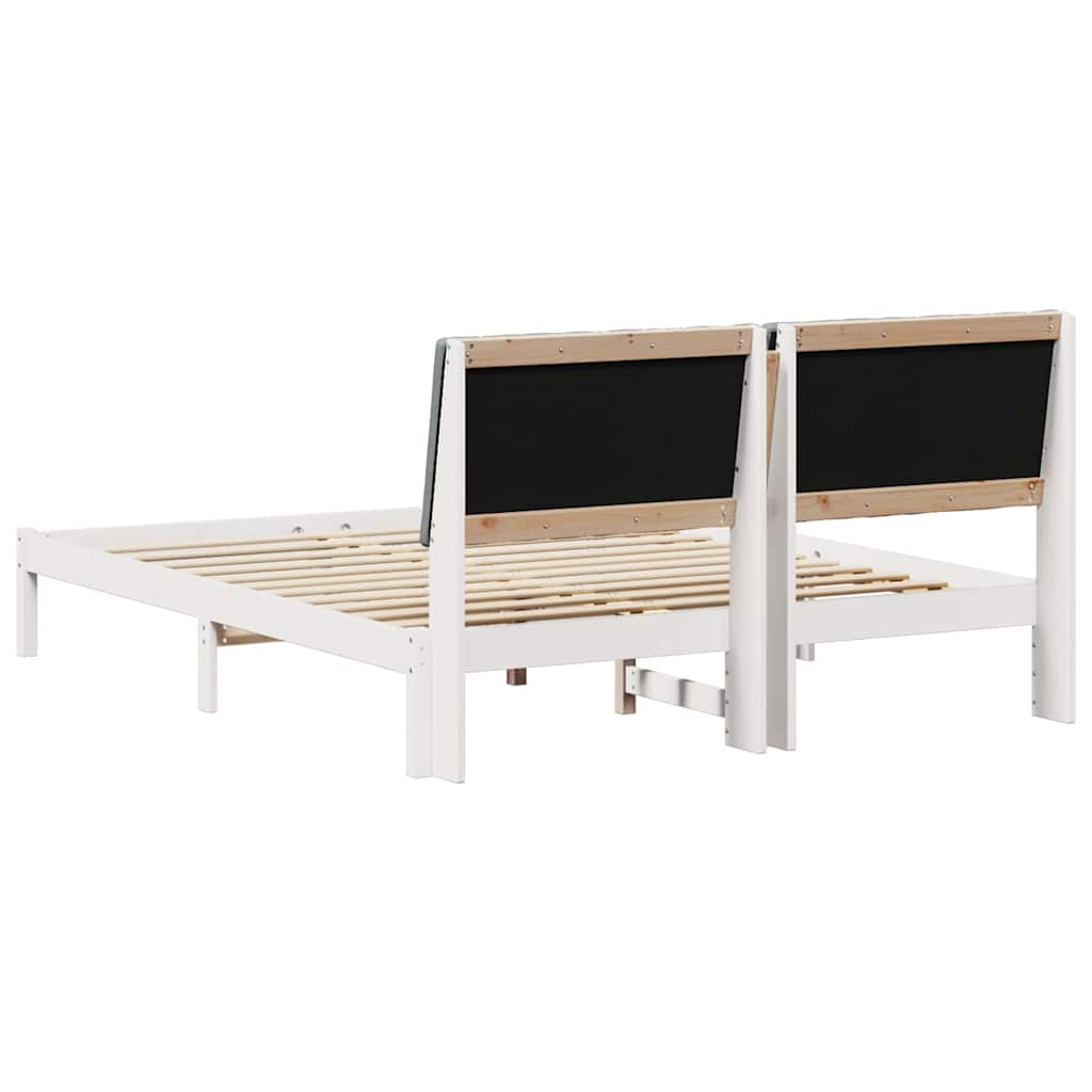 Sengestel med hovedgærde Hvid 160 x 200 cm Massiv fyrretræ