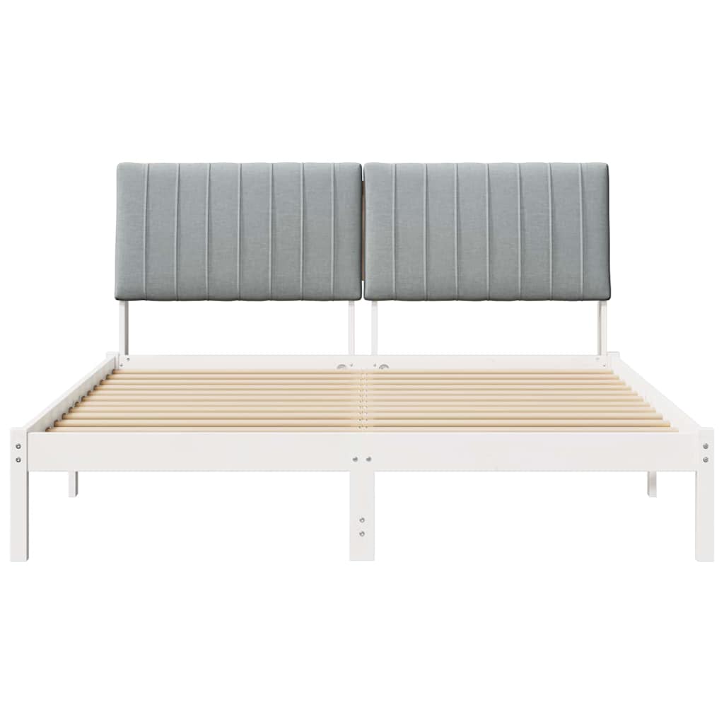 Sengestel med hovedgærde Hvid 160 x 200 cm Massiv fyrretræ