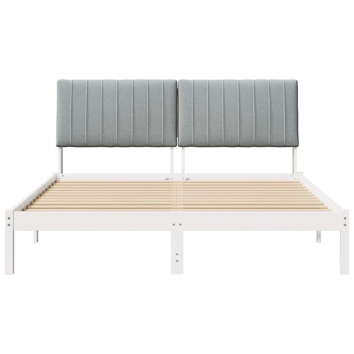 Sengestel med hovedgærde Hvid 160 x 200 cm Massiv fyrretræ