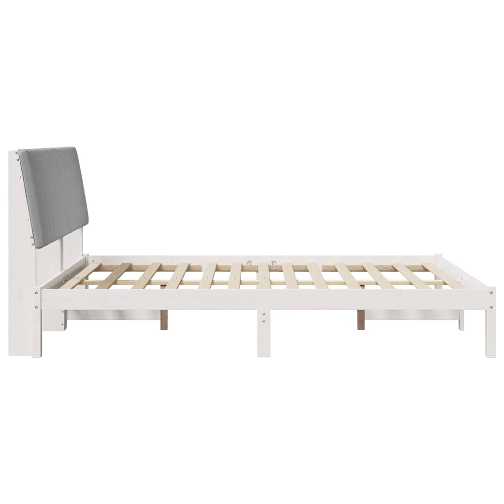 Sengestel med hovedgærde Hvid 160 x 200 cm Massiv fyrretræ