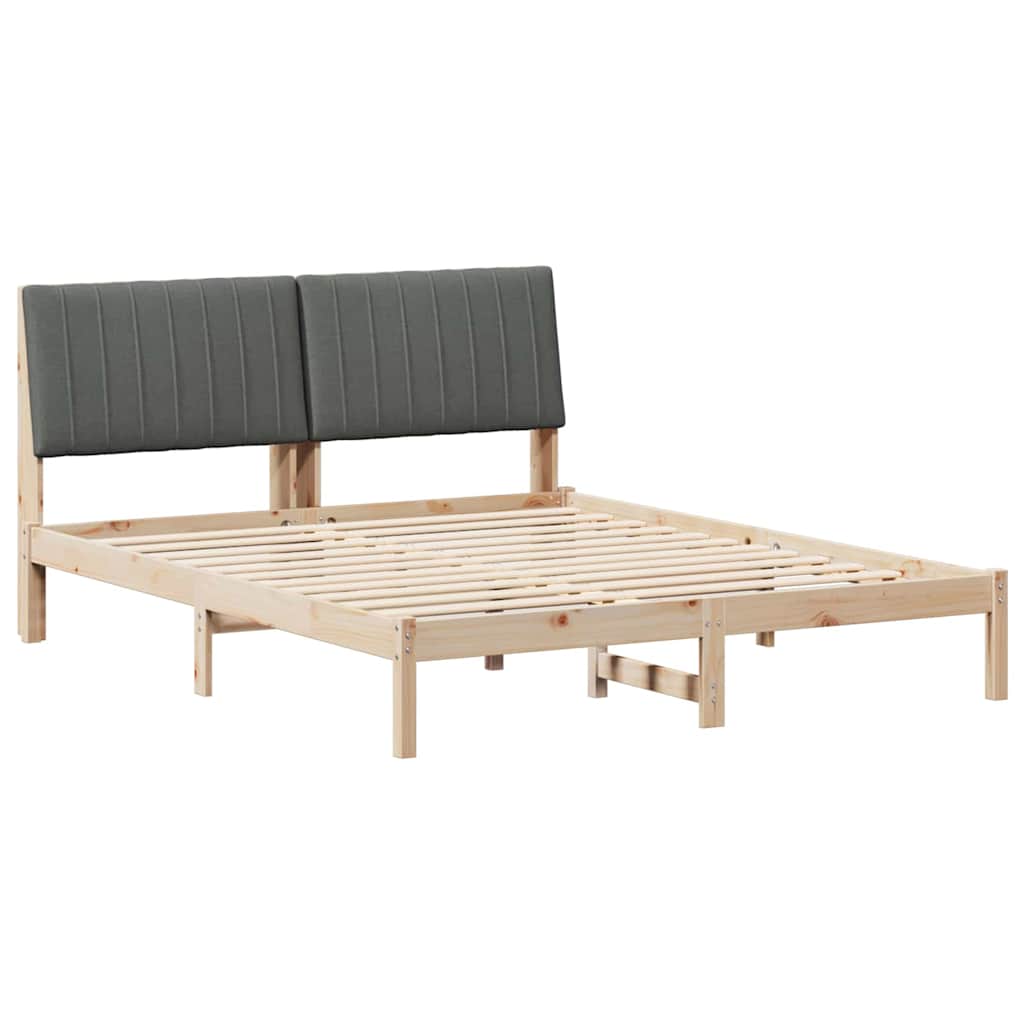 Sengestel med hovedgærde Brun 150 x 200 cm Massiv fyrretræ