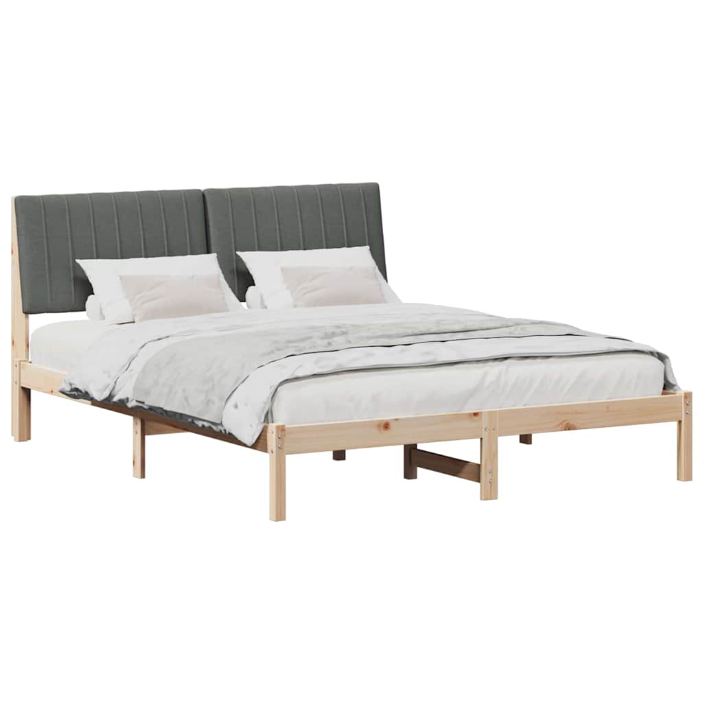 Sengestel med hovedgærde Brun 150 x 200 cm Massiv fyrretræ