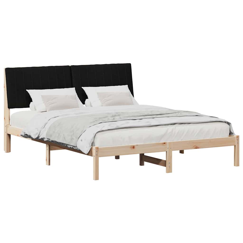 Sengestel med hovedgærde Brun 150 x 200 cm Massiv fyrretræ