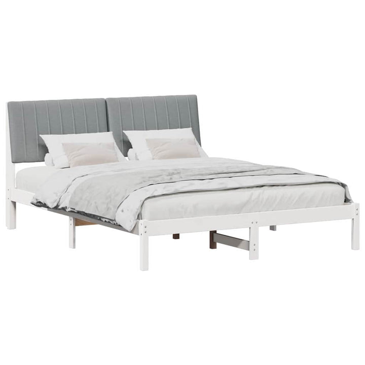 Sengestel med hovedgærde Hvid 150 x 200 cm Massiv fyrretræ