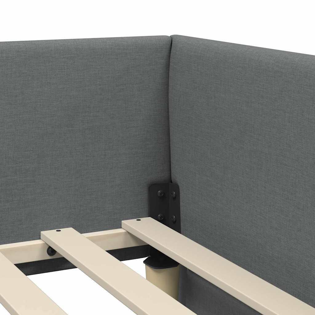 Hjørnesengramme med Madras Andet med hovedgærde 2 pcs Grå Stof