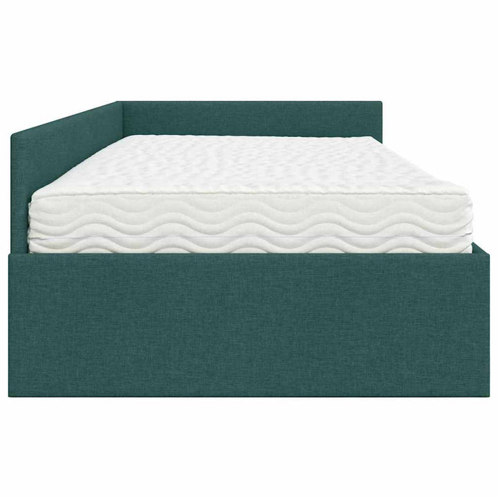 Hjørnesengramme med Madras Andet med hovedgærde 2 pcs Grøn Stof